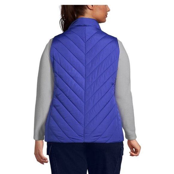Lands End Womens Quilted Vest 2X Blue Polyester - Picture 9 of 9